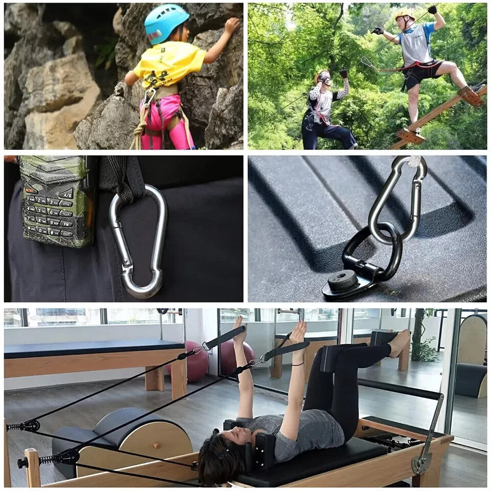 STAINLESS STEEL SNAP HOOK CARABINER D-RING FOR CAMPING CLIMBING BOAT SAIL 6 MM