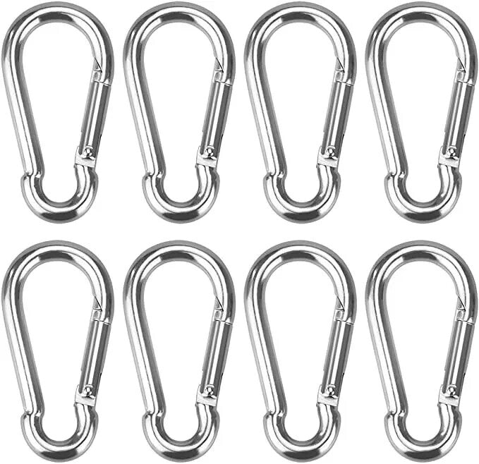 STAINLESS STEEL SNAP HOOK CARABINER D-RING FOR CAMPING CLIMBING BOAT SAIL 6 MM