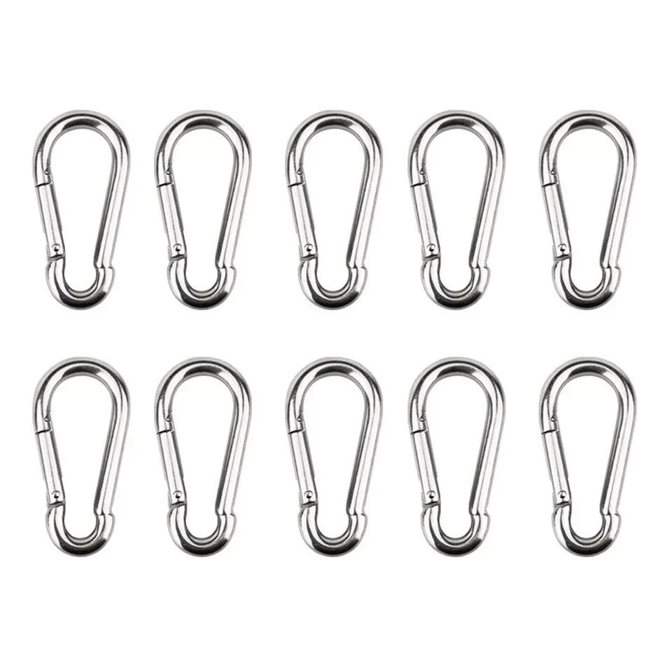 STAINLESS STEEL SNAP HOOK CARABINER D-RING FOR CAMPING CLIMBING BOAT SAIL 5 MM