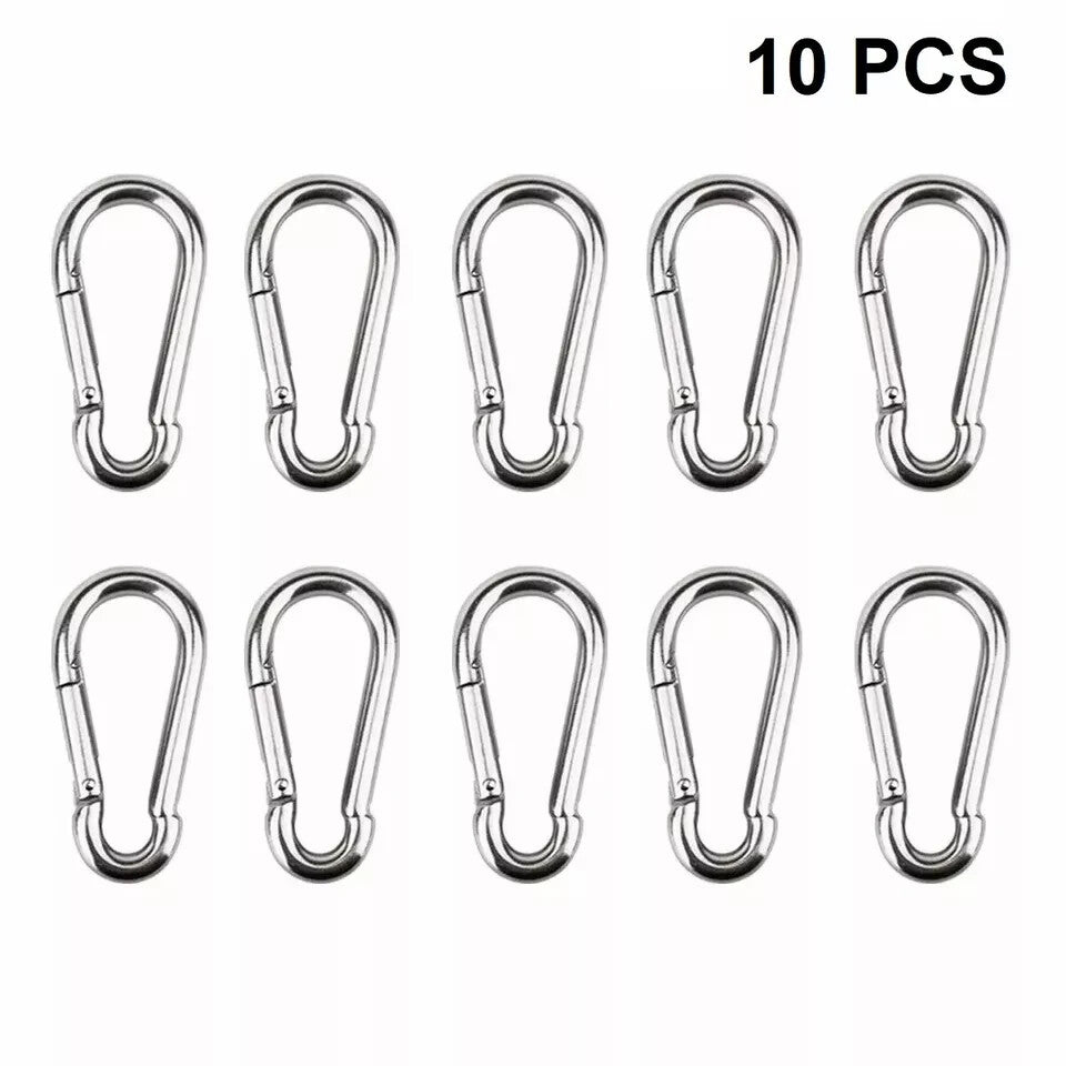 STAINLESS STEEL SNAP HOOK CARABINER D-RING FOR CAMPING CLIMBING BOAT SAIL 5 6 MM