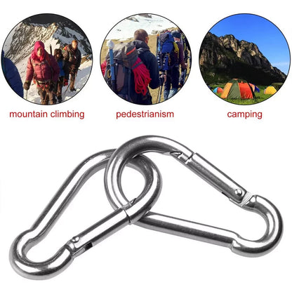 STAINLESS STEEL SNAP HOOK CARABINER D-RING FOR CAMPING CLIMBING BOAT SAIL 5 6 MM