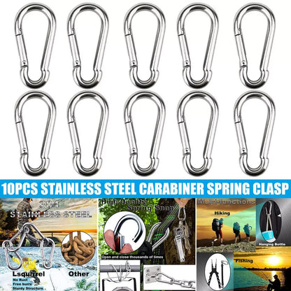 STAINLESS STEEL SNAP HOOK CARABINER D-RING FOR CAMPING CLIMBING BOAT SAIL 5 6 MM