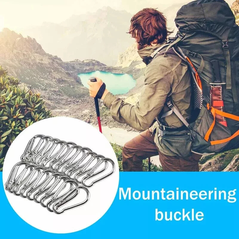 STAINLESS STEEL SNAP HOOK CARABINER D-RING FOR CAMPING CLIMBING BOAT SAIL 5 6 MM
