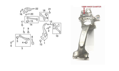 FOR AUDI A4 B8 B9 2X FRONT (LH+RH) STEERING KNUCKLE 18MM BUSH DIAMETER 2007-2023