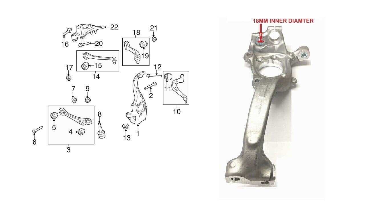 FOR AUDI A5 8T  FRONT  R/H STEERING KNUCKLE 18MM BUSH DIAMETER 2007-2016