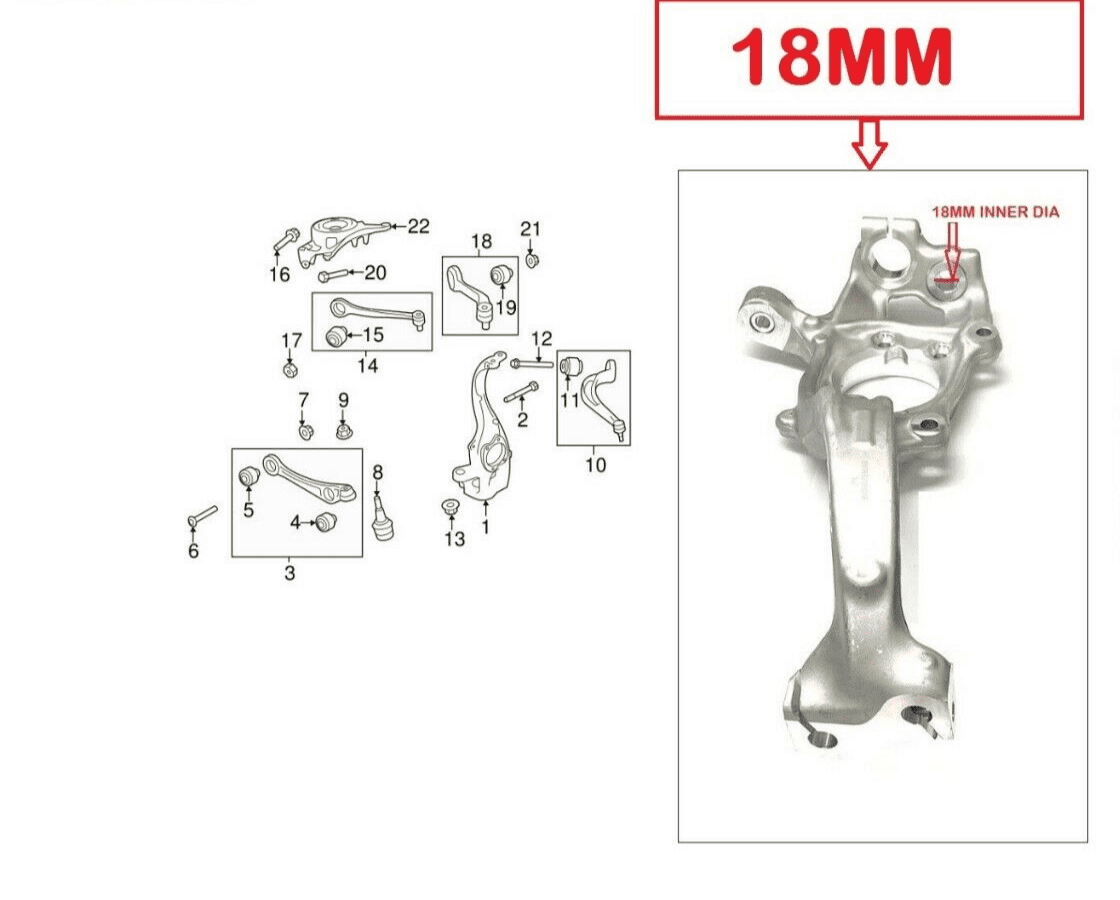 FOR AUDI Q5 8R  FRONT  L/H STEERING KNUCKLE 18MM BUSH DIAMETER 2008-2017