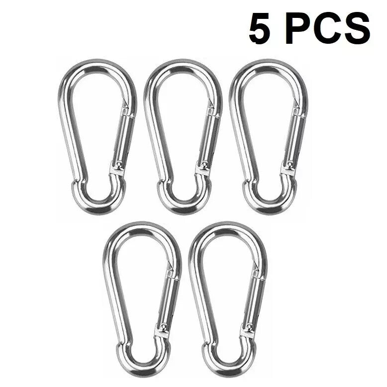 STAINLESS STEEL SNAP HOOK CARABINER D-RING FOR CAMPING CLIMBING BOAT SAIL 5 6 MM