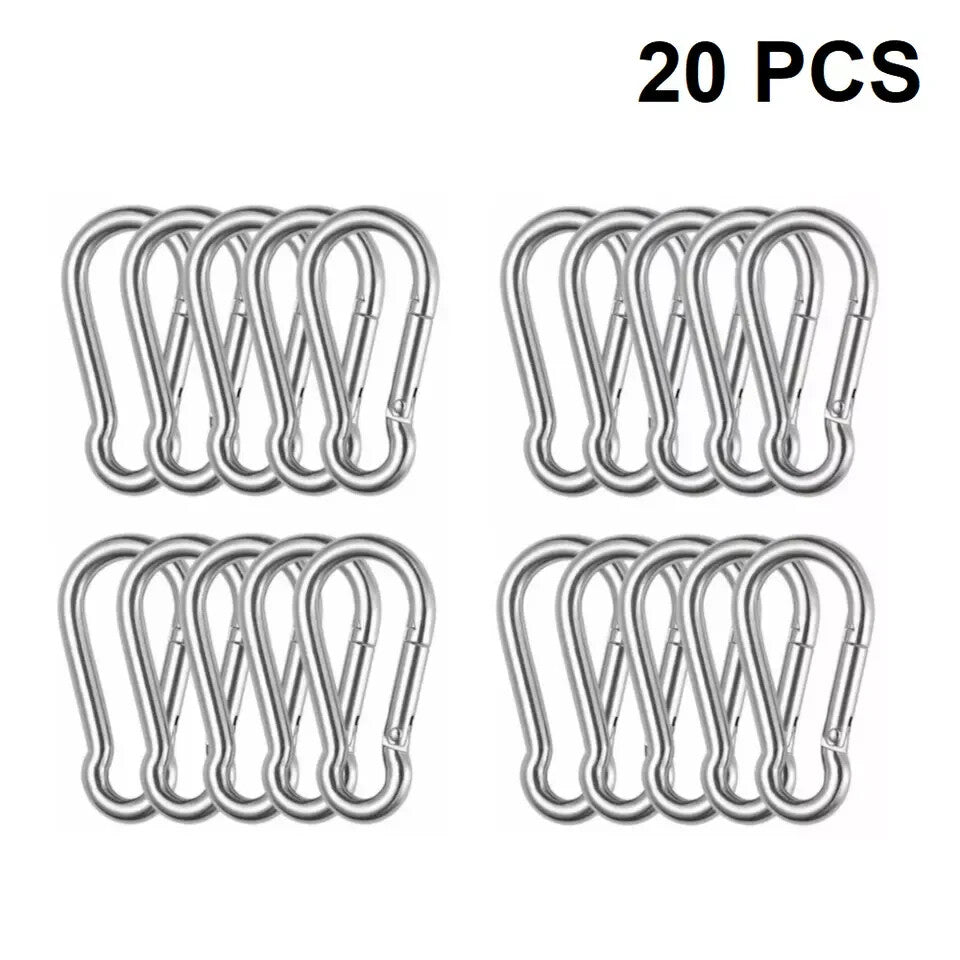 STAINLESS STEEL SNAP HOOK CARABINER D-RING FOR CAMPING CLIMBING BOAT SAIL 5 6 MM