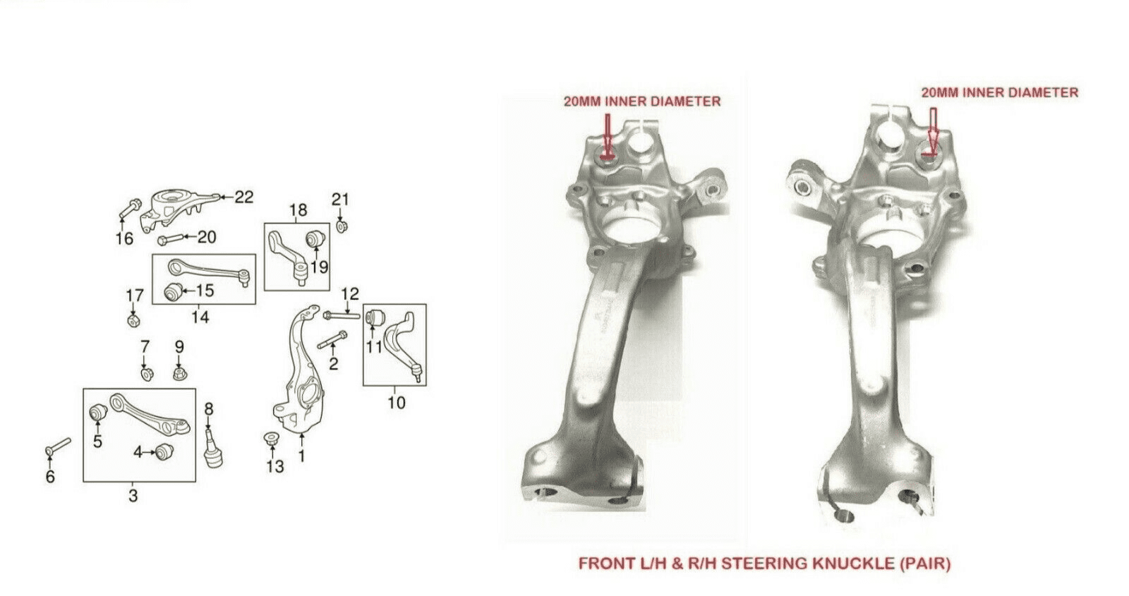 FOR AUDI A4 B8 8K SALOON  2X FRONT STEERING KNUCKLE (L/H+R/H) 2007-2015